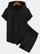 Checkerboard Jacquard  Arc Hem Hooded T-Shirt & Checkerboard Jacquard Shorts